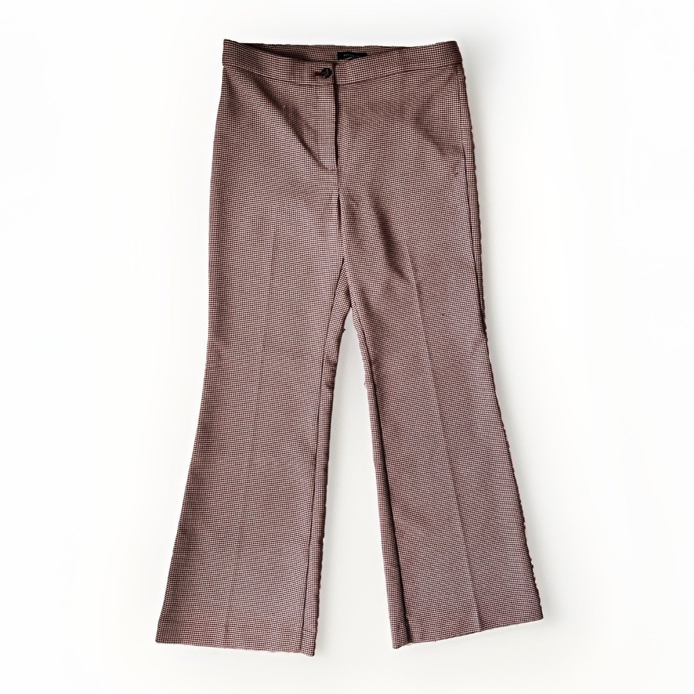 Ann Taylor LOFT Women's Houndstooth Plum & Camel Straight Leg Pants Size 10